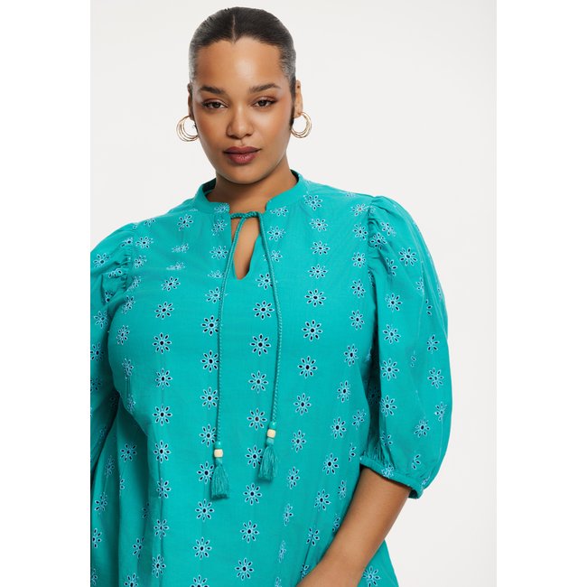 Tunique avec manches courtes turquoise <span itemprop=
