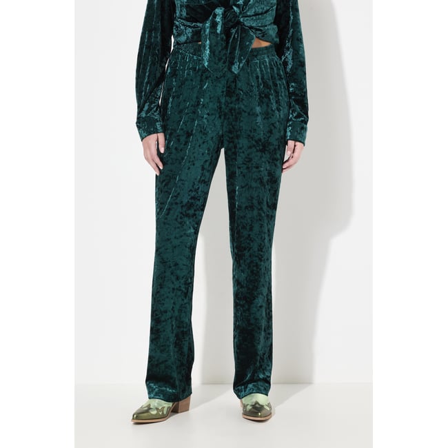 Pantalon en velours texturé Ruby vert sapin <span itemprop=