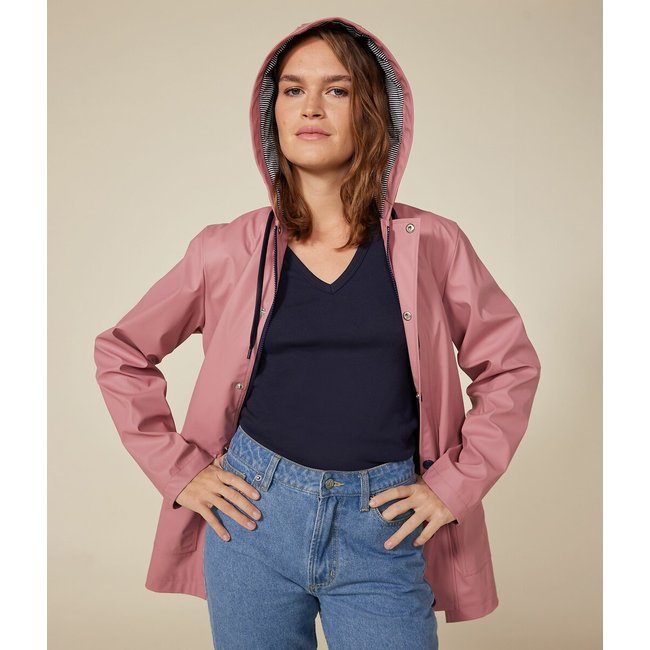 Impermeabile media lunghezza con cappuccio fisso, mezza stagione rosa PETIT BATEAU