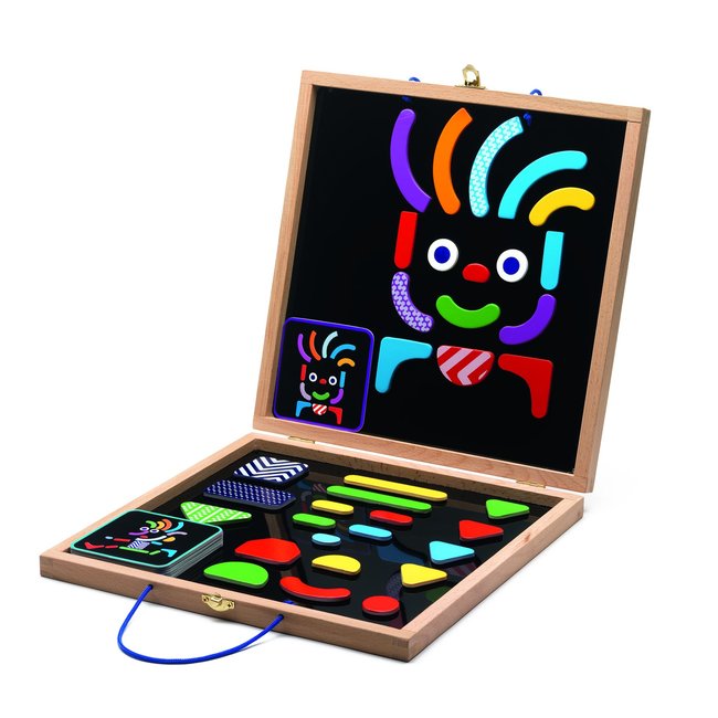 Magnétiques en bois Geobonhomme multicolore <span itemprop=