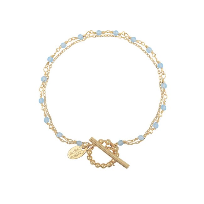 Bracelet calcédoine bleue doré -  roxane bleu <span itemprop=