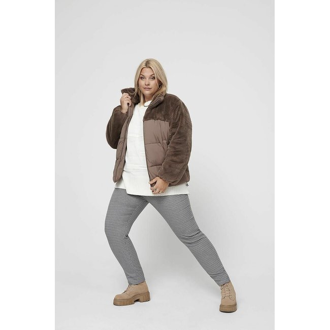 Wattierte Steppjacke, Materialmix hellbraun <span itemprop=