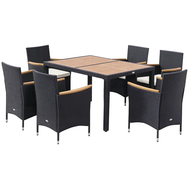 Ensemble de salle à manger en rotin noir <span itemprop=