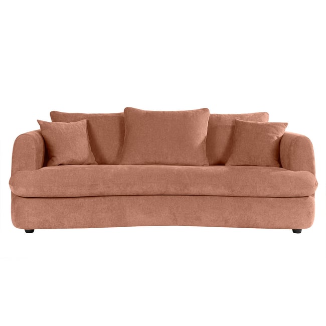 Canapé convertible déhoussable 3-4 places design haricot en tissu effet velours SACHA Couleur terra cotta <span itemprop=