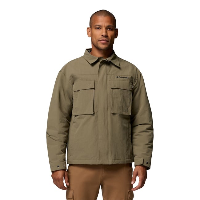 Casaco com forro de camisa caqui <span itemprop=