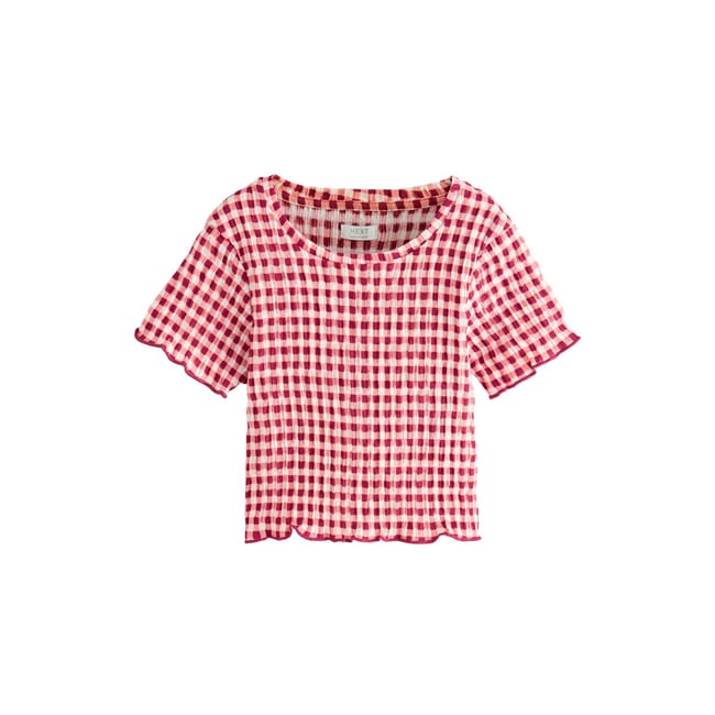 T-shirt texturé rouge/blanc <span itemprop=