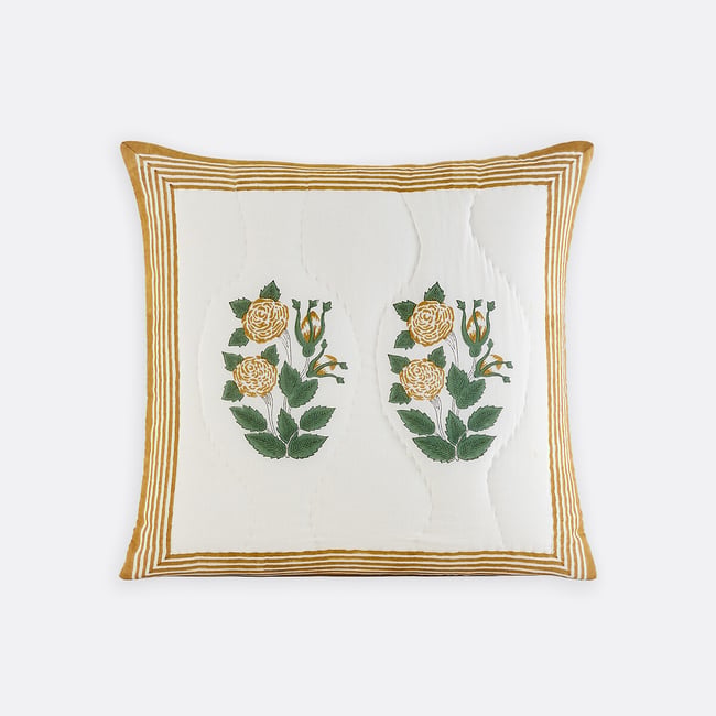 Funda de almohada acolchada, gasa de algodón estampada en bloques, Japali estampado india <span itemprop=