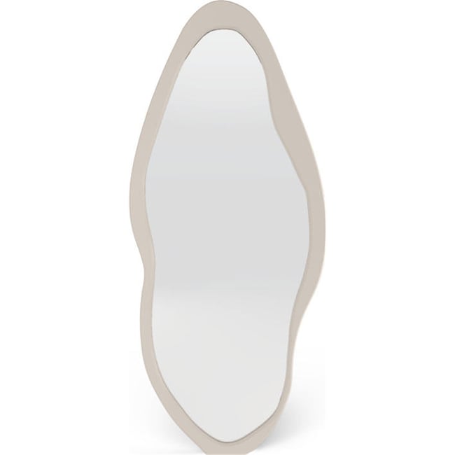 Miroir mural organique cadre bois fait main Couleur beige clair <span itemprop=