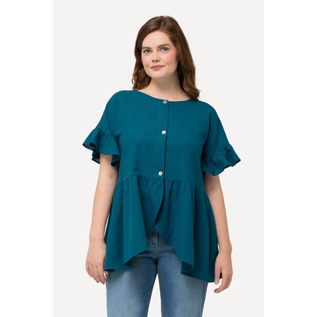 Veste en lin mélangé pétrol <span itemprop=