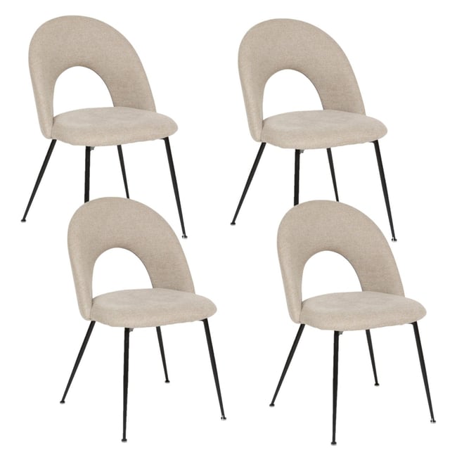 Lot de 4 chaises en tissu avec pieds métal RAVEN Couleur beige <span itemprop=