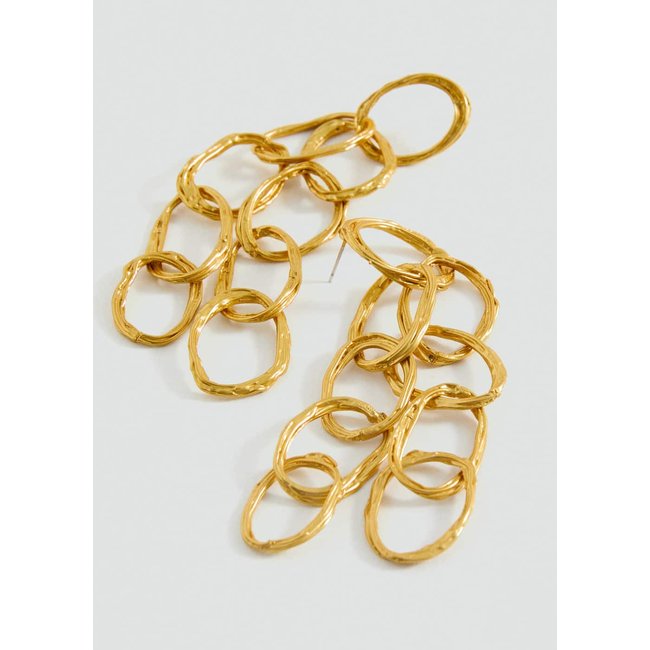 Boucles d'oreilles pendantes anneaux entrelacés or <span itemprop=