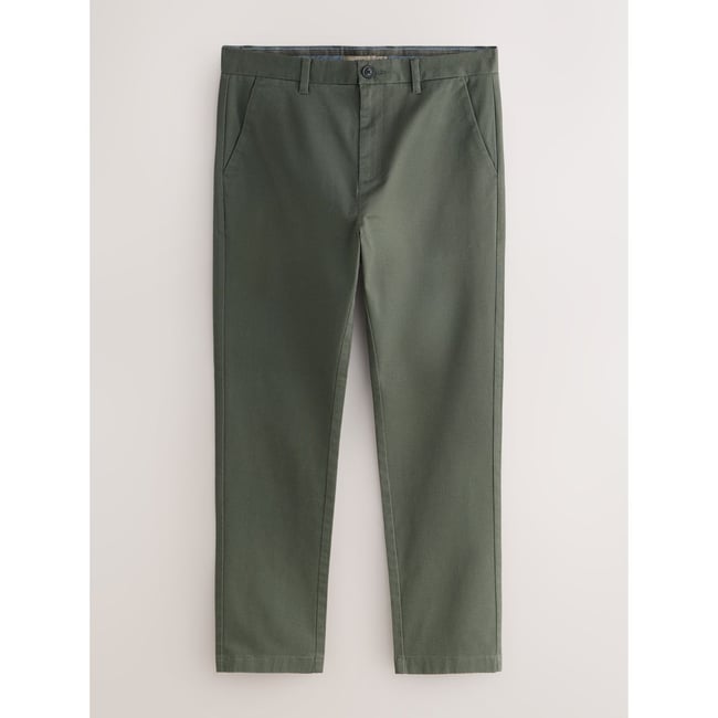 Pantalon chino doux stretch imprimé vert <span itemprop=