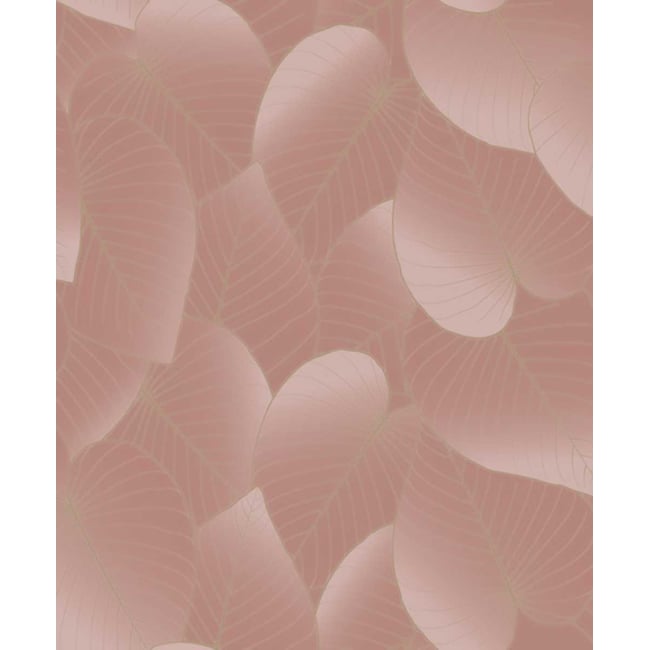 Papier peint feuilles tropicales rose poudré Couleur rose <span itemprop=