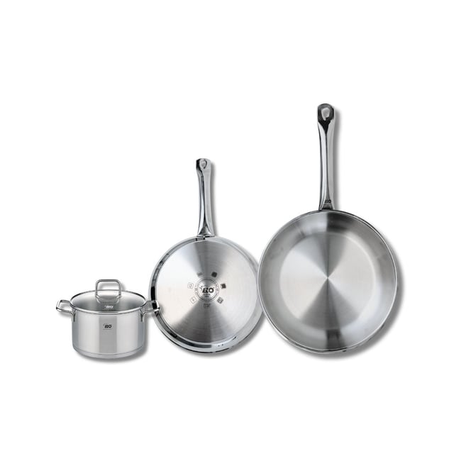 Batterie 2 poêles 24/28cm + 1 faitout 14cm PROFI CITRIN gris <span itemprop=