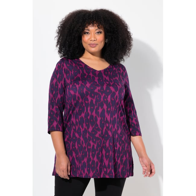 T-shirt long, coupe évasée noir <span itemprop=