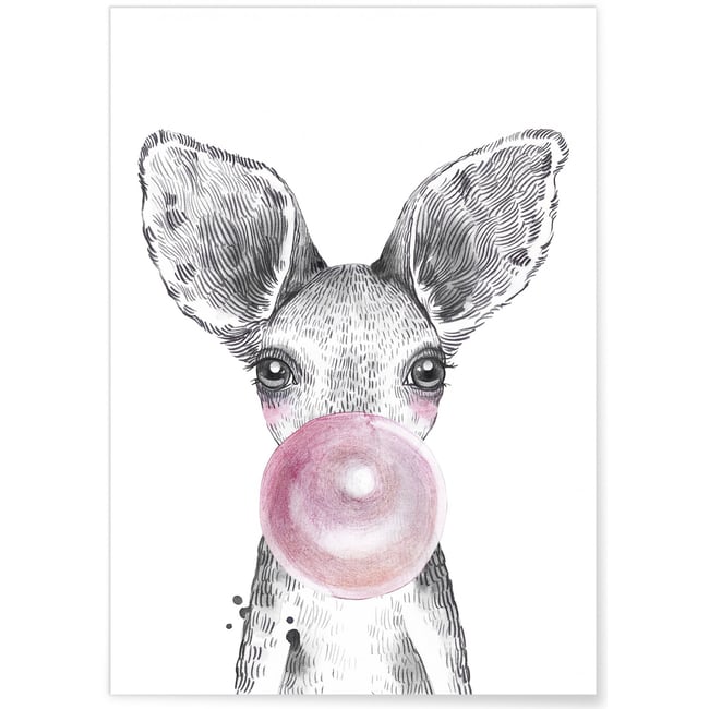 Affiche 'Bulle de Kangourou Rose' Couleur blanc <span itemprop=