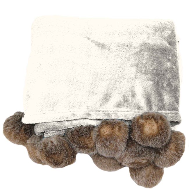 Plaid pompons Collection Snowy - DOUCEUR D'INTÉRIEUR