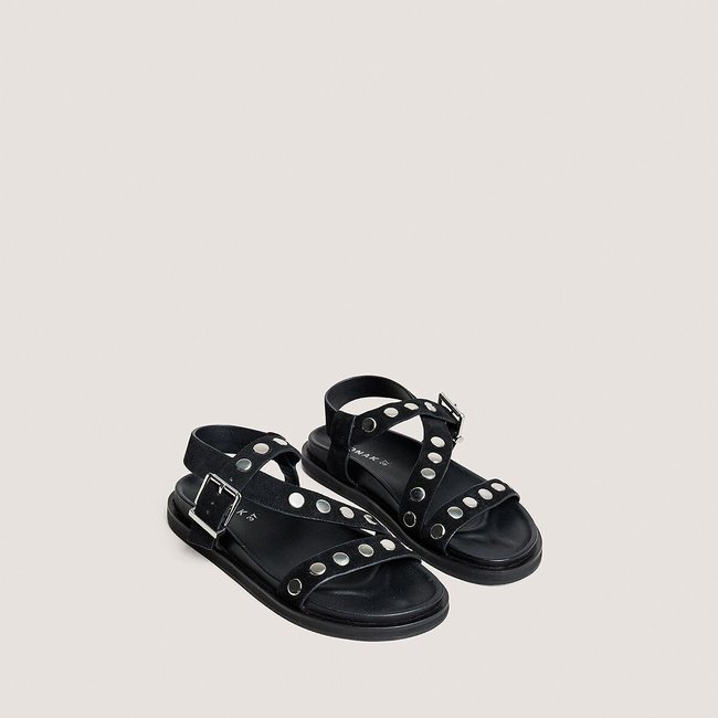 Wizard Studded Leather Sandals, black, JONAK
