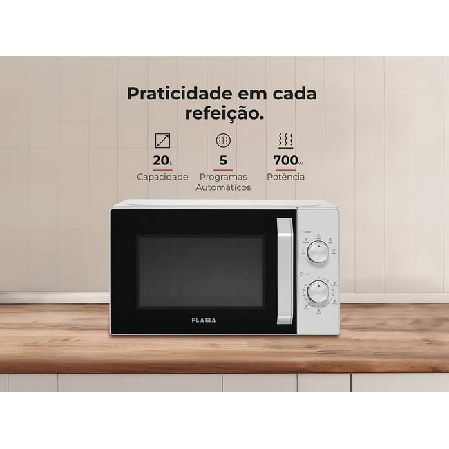 Micro-ondas 20L Cinza 1809FL, FLAMA prateado <span itemprop=