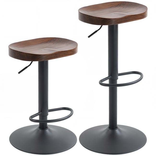 Tabouret de bar Bois d'orme Marron foncé Couleur marron foncé, noir <span itemprop=