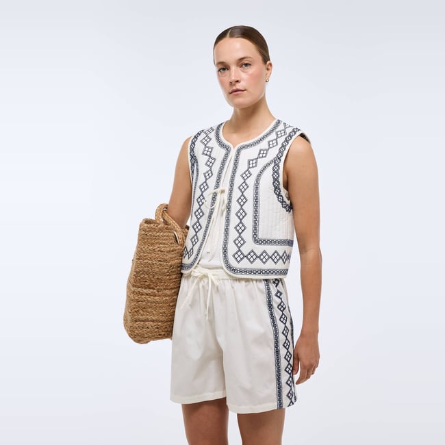 Short en coton avec broderie - MONOPRIX
