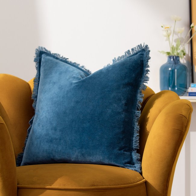 Gracie Velvet Fringed Feather Filled Cushion - FURN.