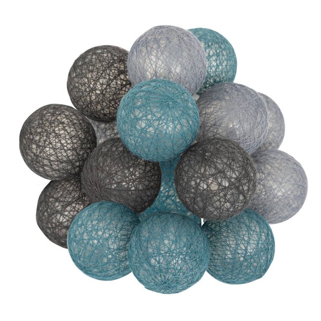 Guirlande LED 16 boules à pile TARA Couleur bleu et gris <span itemprop=