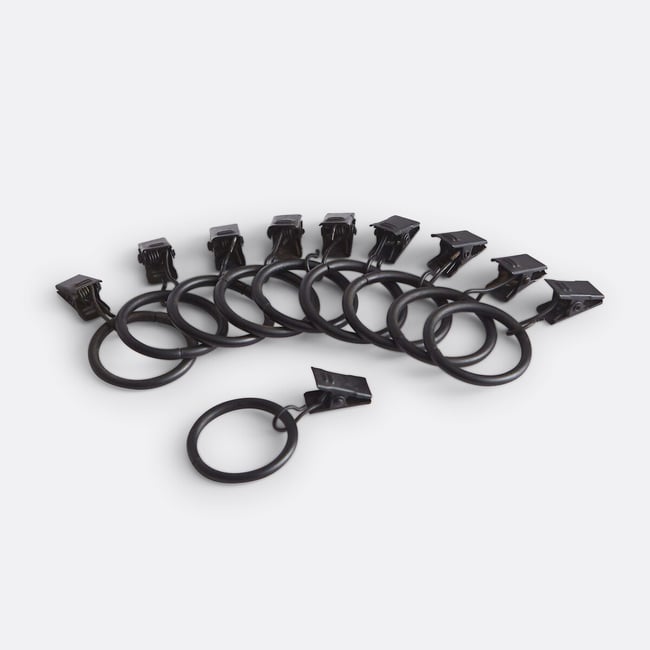 Lot 10 anneaux pinces ONEGA, diam 25mm noir <span itemprop=