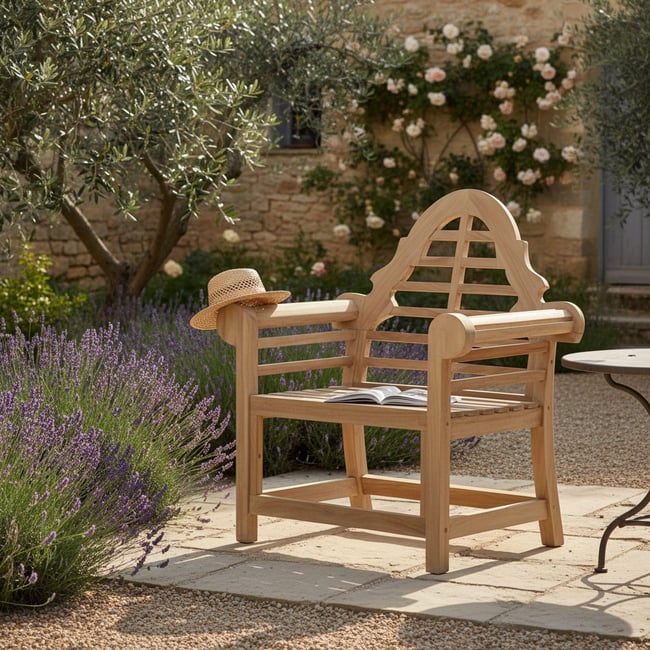 Fauteuil en teck massif Marlborough naturel <span itemprop=