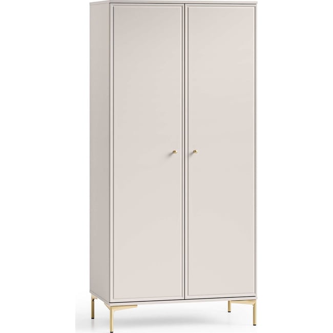 Armoire 2 portes bois collection SANDRO Couleur beige cachemire et doré <span itemprop=