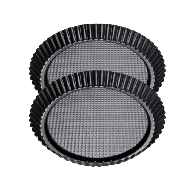 Ensemble de 2 Moules à tarte renversée 28 cm BLACK METALLIC noir <span itemprop=