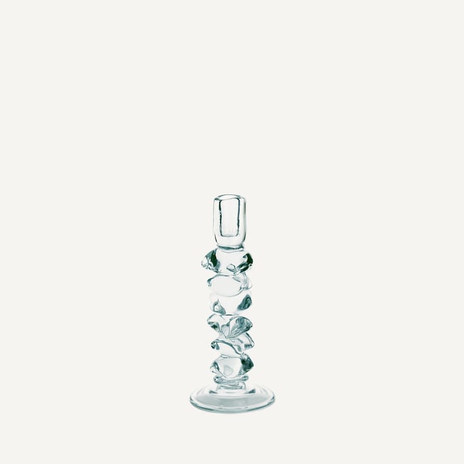 Bougeoir en verre transparent, H29,5 cm, Qimera Couleur transparent <span itemprop=