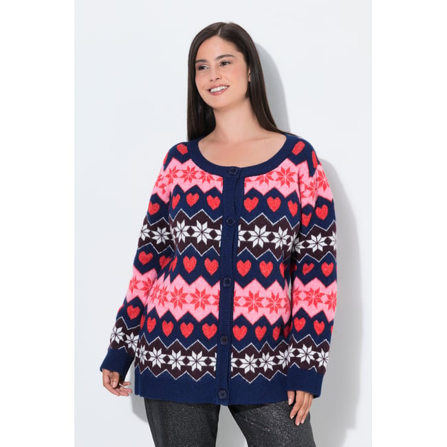 Cardigan motif norvégien marine <span itemprop=