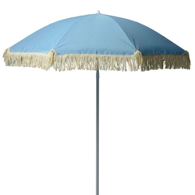 Parasol de plage bleu avec frange diamètre 176cm bleu <span itemprop=