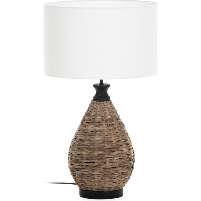 Lampe de table en jacinthe d'eau tressée Couleur naturel, noir et blanc <span itemprop=