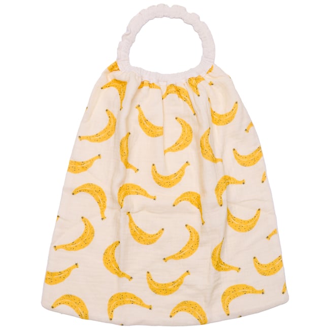 Serviette élastiquée en double gaze ecru, jaune <span itemprop=