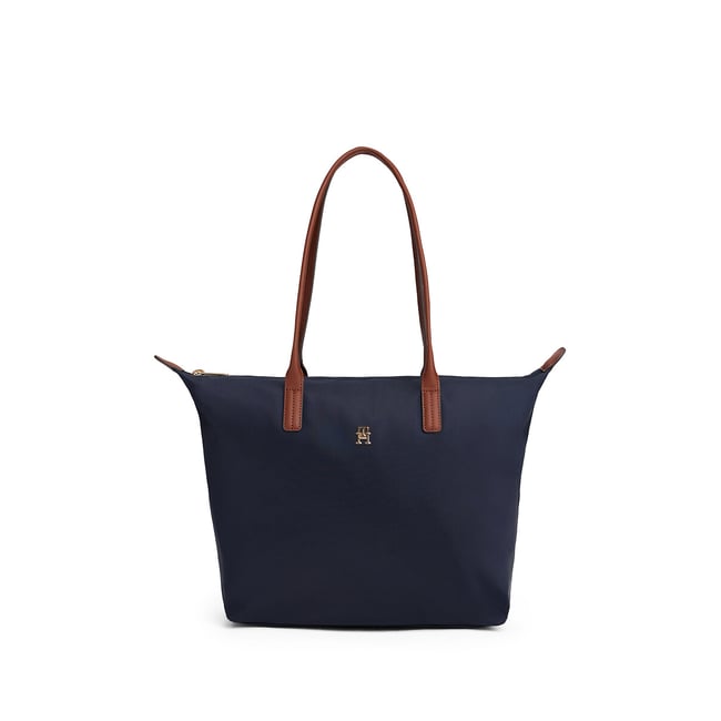 Sac cabas détails en cuir bleu marine <span itemprop=