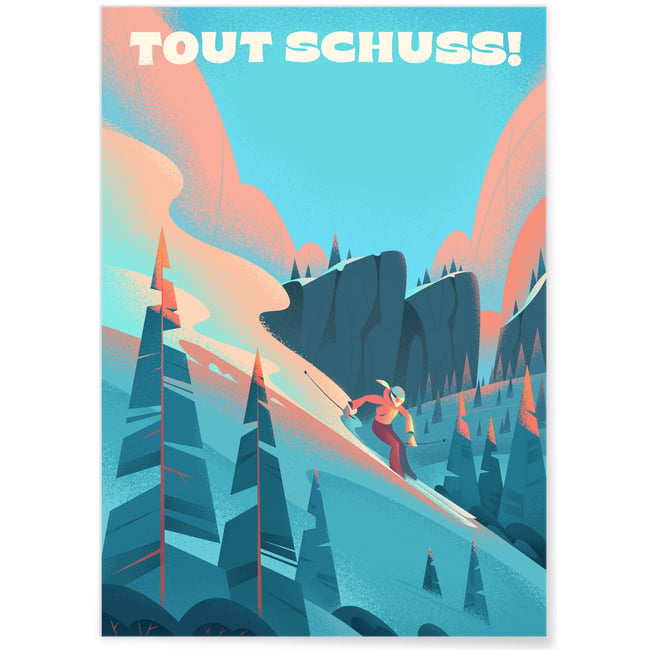 Affiche Tout schuss ! Couleur blanc <span itemprop=