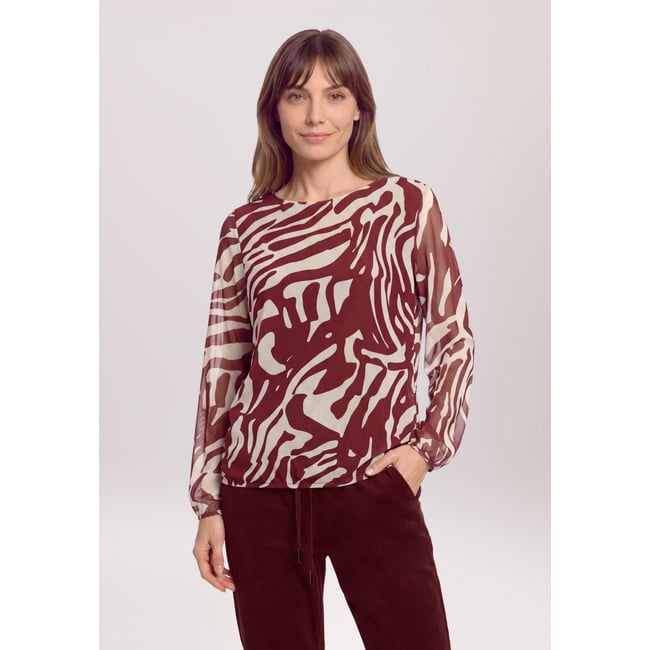 T-shirt en maille à élastique nature/dark red <span itemprop=