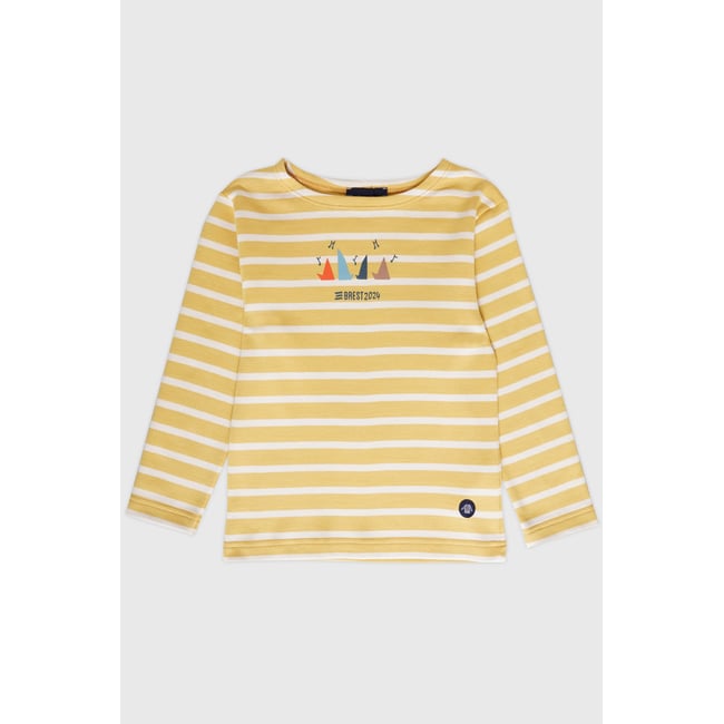 Marinière sérigraphié en coton épais KIDS bourdon/marmo <span itemprop=