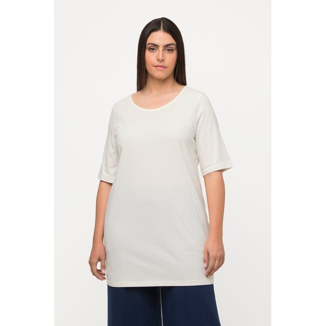 T-shirt, liens croisés dans le dos, col rond blanc cassé <span itemprop=