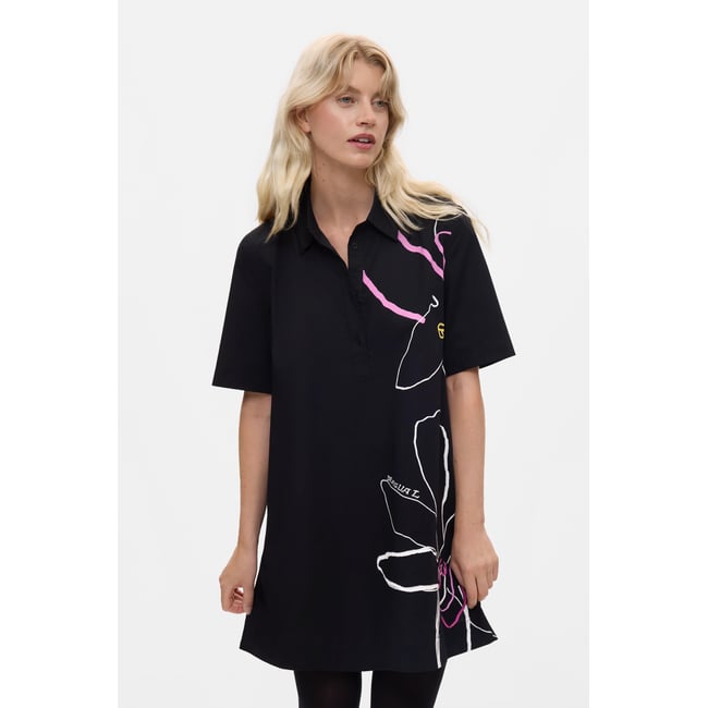 Robe courte à fleurs noir <span itemprop=