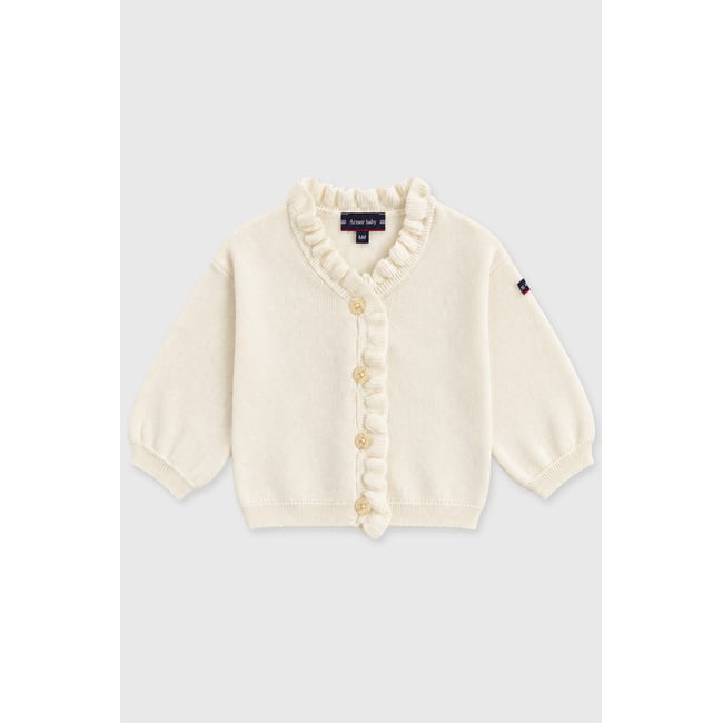 Gilet boutonné Baby - coton et laine nature <span itemprop=