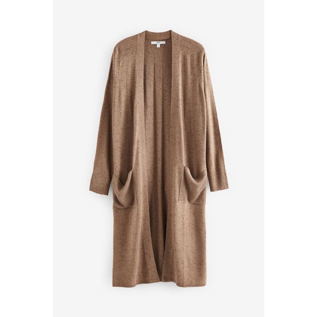 Cardigan long marron chameau <span itemprop=