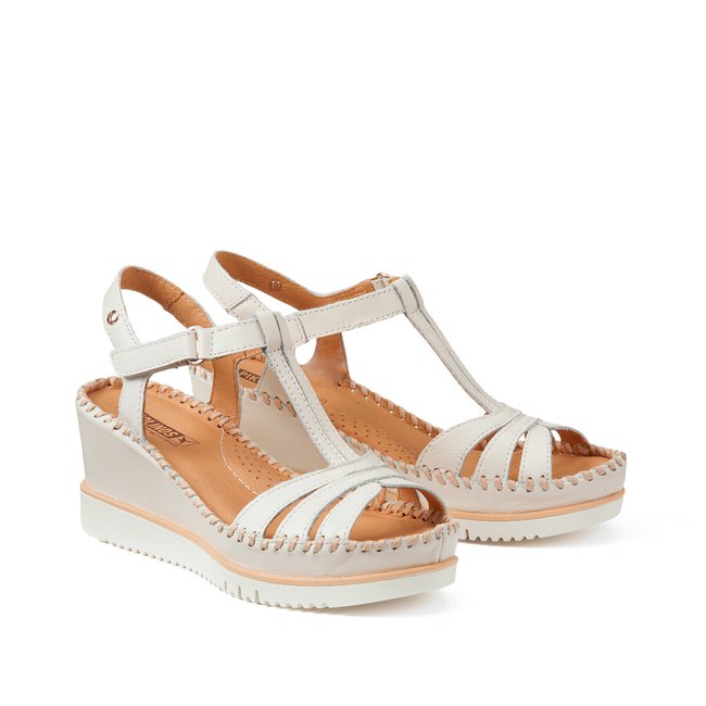 Sandales compensées en cuir Aguadulce blanc <span itemprop=