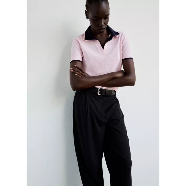 Polo en jersey avec col contrastant rose clair <span itemprop=