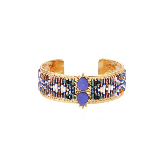 Bracelet jonc avec perles tissées FRISCO indigo <span itemprop=
