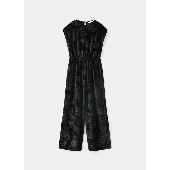 Combinaison velours à fleurs noir <span itemprop=