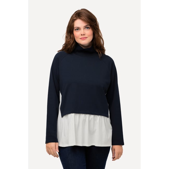 Sweat-shirt en coton bio à col montant et - ULLA POPKEN