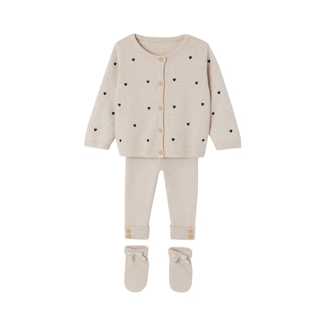 Ensemble 3 pièces beige chiné <span itemprop=